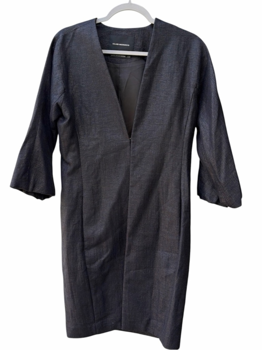 Club Monaco shimmer Black 3/4 Sleeve Pockets V-neck  Lined Coat Women Size S